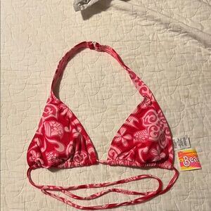 Pink Floral Bikini Top Extra Large NWT